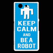 Coque Sony Xperia Z3 Compact Keep Calm Be a Robot Cyan