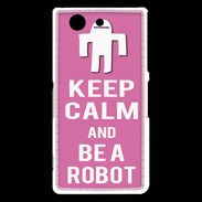 Coque Sony Xperia Z3 Compact Keep Calm Be a Robot Rose