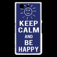 Coque Sony Xperia Z3 Compact Keep Calm Be Happy Bleu