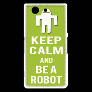 Coque Sony Xperia Z3 Compact Keep Calm Be a Robot Vert pomme