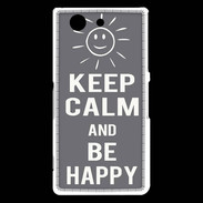 Coque Sony Xperia Z3 Compact Keep Calm Be Happy Gris