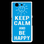 Coque Sony Xperia Z3 Compact Keep Calm Be Happy Cyan