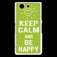 Coque Sony Xperia Z3 Compact Keep Calm Be Happy Vert pomme