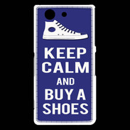 Coque Sony Xperia Z3 Compact Keep Calm Buy Shoes Bleu
