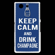 Coque Sony Xperia Z3 Compact Keep Calm Drink Champagne Bleu