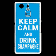 Coque Sony Xperia Z3 Compact Keep Calm Drink champagne Cyan