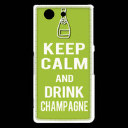 Coque Sony Xperia Z3 Compact Keep Calm Drink champagne Vert pomme