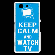 Coque Sony Xperia Z3 Compact Keep Calm Watch TV Cyan