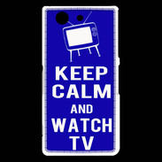 Coque Sony Xperia Z3 Compact Keep Calm Watch TV Bleu