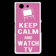 Coque Sony Xperia Z3 Compact Keep Calm Watch TV Rose
