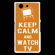 Coque Sony Xperia Z3 Compact Keep Calm Watch TV Orange
