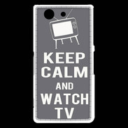 Coque Sony Xperia Z3 Compact Keep Calm Watch TV Gris