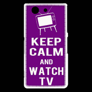 Coque Sony Xperia Z3 Compact Keep Calm Watch TV Violet