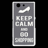 Coque Sony Xperia Z3 Compact Keep Calm go shopping Gris