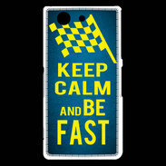 Coque Sony Xperia Z3 Compact Keep Calm and Be Fast Bleu