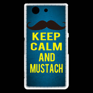 Coque Sony Xperia Z3 Compact Keep Calm and Mustach Bleu