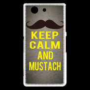 Coque Sony Xperia Z3 Compact Keep Calm and Mustach Gris