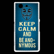 Coque Sony Xperia Z3 Compact Keep Calm and Be Anonymous Bleu