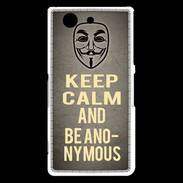 Coque Sony Xperia Z3 Compact Keep Calm and Be Anonymous Gris