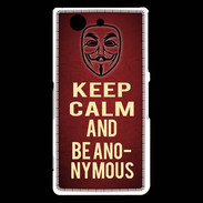 Coque Sony Xperia Z3 Compact Keep Calm and Be Anonymous Rouge