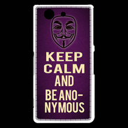 Coque Sony Xperia Z3 Compact Keep Calm and Be Anonymous Violet
