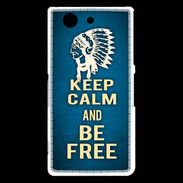 Coque Sony Xperia Z3 Compact Keep Calm and Be Free Bleu