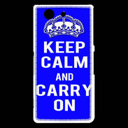 Coque Sony Xperia Z3 Compact Keep Calm and Carry on Bleu