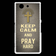 Coque Sony Xperia Z3 Compact Keep Calm and Pray Christian Gris