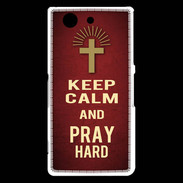 Coque Sony Xperia Z3 Compact Keep Calm and Pray Christian Rouge