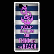 Coque Sony Xperia Z3 Compact Keep Calm and Think Beach Bleu