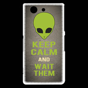 Coque Sony Xperia Z3 Compact Keep Calm and Wait Alien Gris