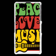 Coque Sony Xperia Z1 Compact Peace Love Music