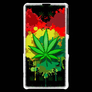 Coque Sony Xperia Z1 Compact Feuille de cannabis et cœur Rasta