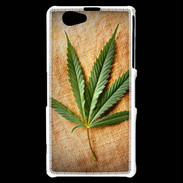 Coque Sony Xperia Z1 Compact Feuille de cannabis sur toile beige