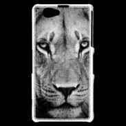 Coque Sony Xperia Z1 Compact Lion en noir et blanc