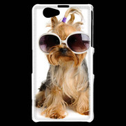 Coque Sony Xperia Z1 Compact Chien Yorkie avec lunette de soleil