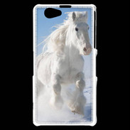 Coque Sony Xperia Z1 Compact Cheval blanc dans la neige 2