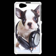 Coque Sony Xperia Z1 Compact Bulldog français avec casque de musique