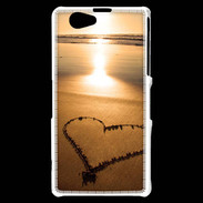 Coque Sony Xperia Z1 Compact Coeur sur la plage avec couché de soleil