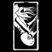 Coque Sony Xperia Z1 Compact Musicienne guitare électrique en noir et blanc
