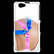 Coque Sony Xperia Z1 Compact Femme enceinte avec ruban bleu et rose