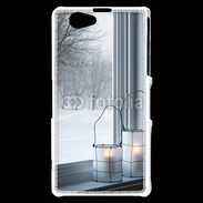 Coque Sony Xperia Z1 Compact paysage hiver deux lanternes