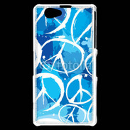 Coque Sony Xperia Z1 Compact Peace and love Bleu