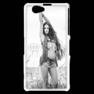 Coque Sony Xperia Z1 Compact Hippie noir et blanc