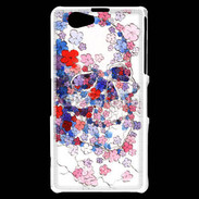 Coque Sony Xperia Z1 Compact Skull en fleurs