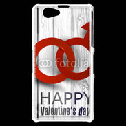 Coque Sony Xperia Z1 Compact Saint valentin sur fond bois