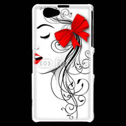 Coque Sony Xperia Z1 Compact Visage glamour noir et rouge