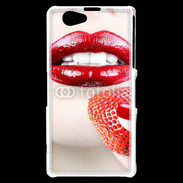 Coque Sony Xperia Z1 Compact Bouche sexy rouge à lèvre gloss rouge fraise