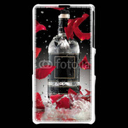 Coque Sony Xperia Z1 Compact Bouteille alcool pétales de rose glamour
