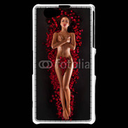 Coque Sony Xperia Z1 Compact Femme nue pétales de rose glamour
